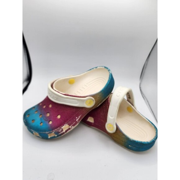 KIds Little Girls size 3 Glittery Crocs Pink/Blue - Picture 3 of 5